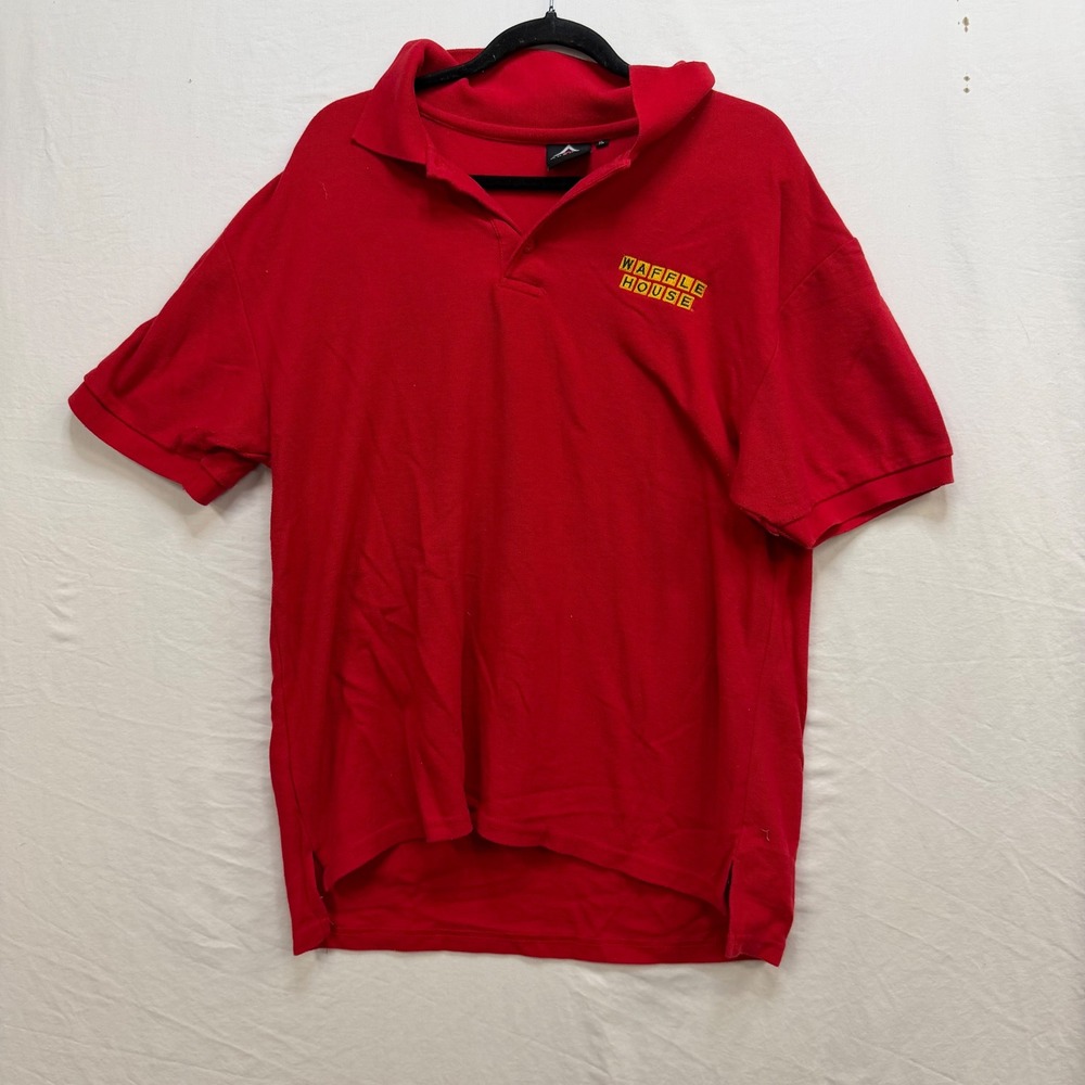 Access Waffle House Red Polo Shirt Mens XL Short Sleeve Embroidered Logo Pique